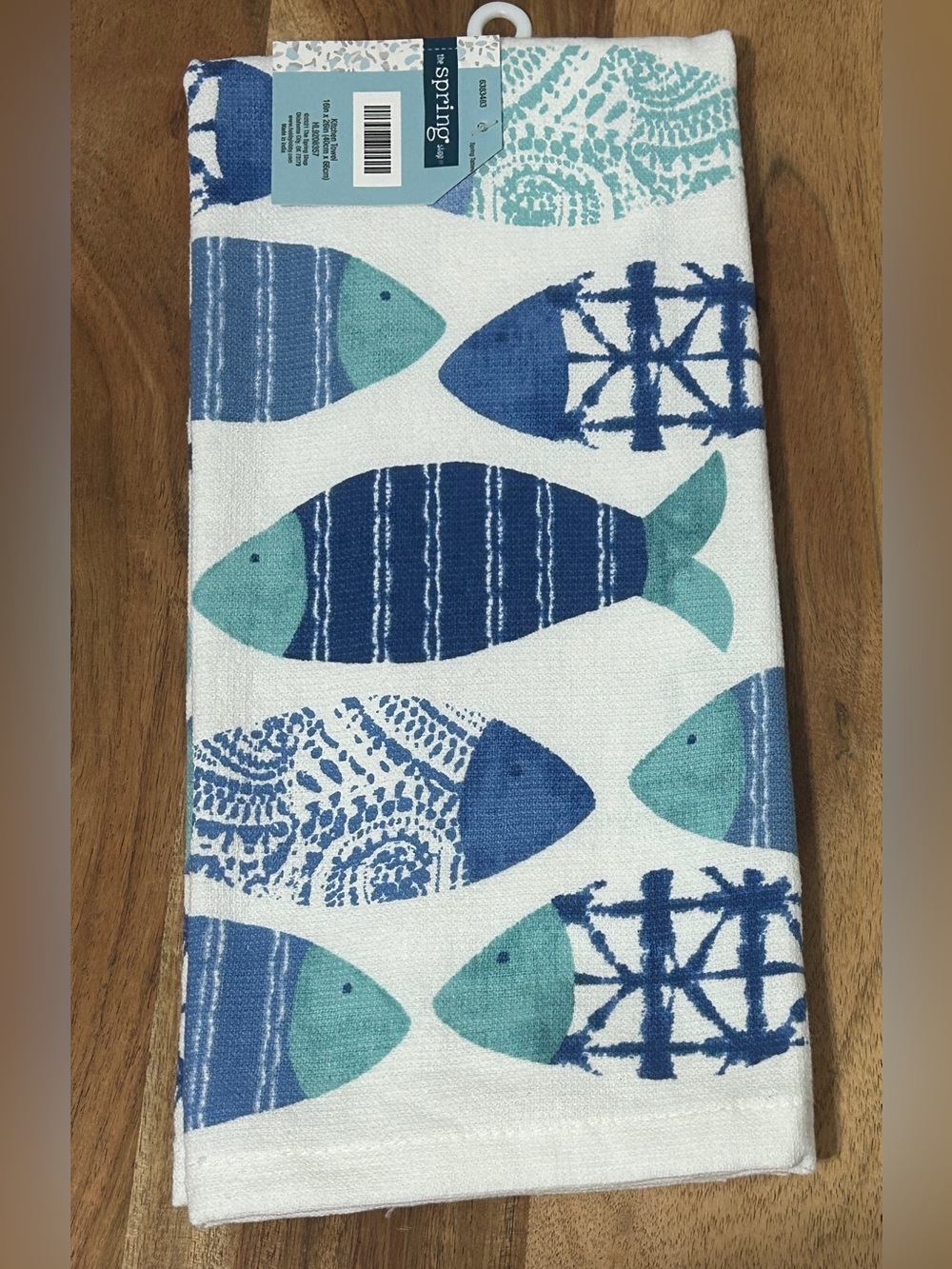 Ritz Hobby Lobby Cotton Dish Towel Blue Fish Kitchen Lake Beach 16”X26” NEW